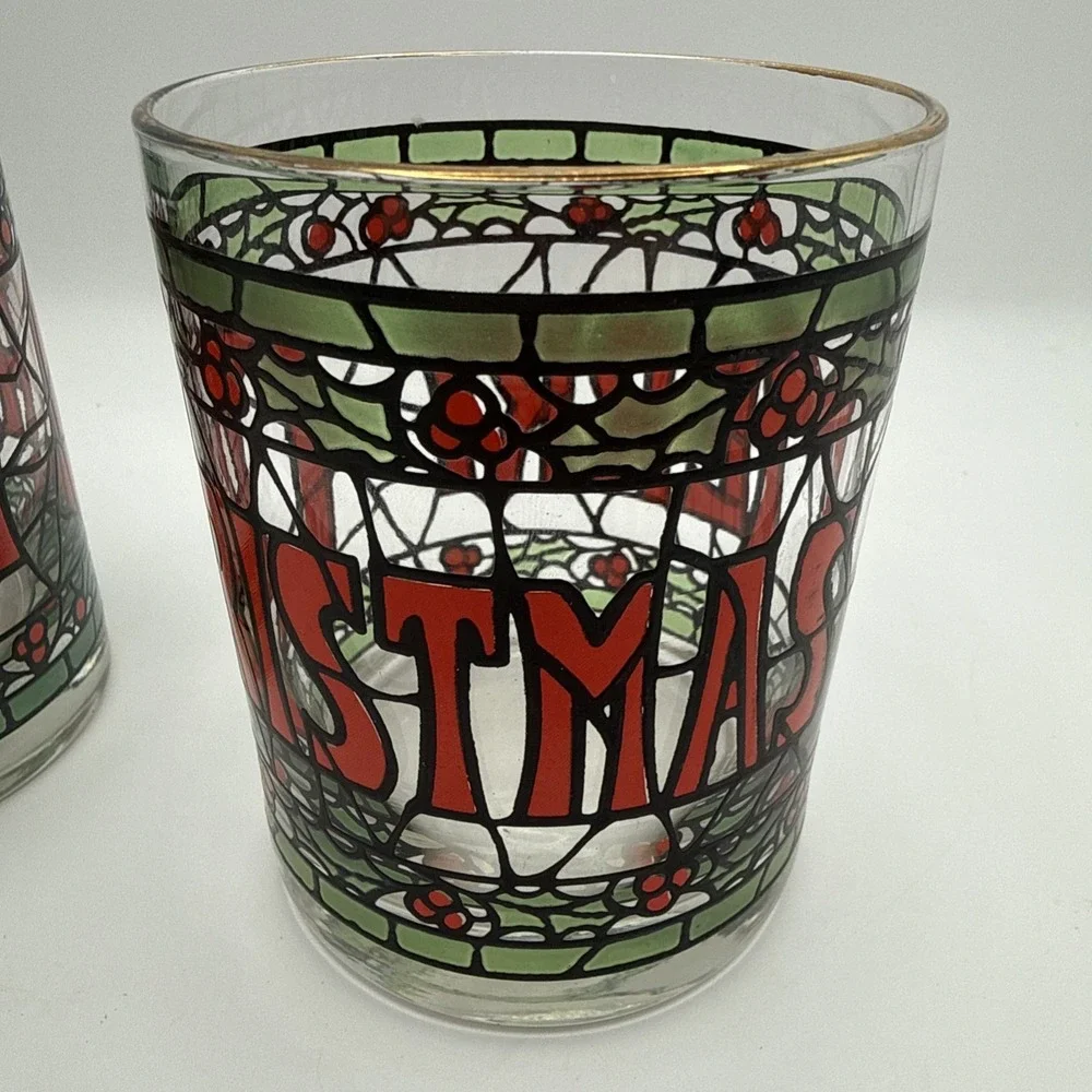 Set Of 2 MERRY CHRISTMAS Double Old Fashioned Rocks Glasses 4